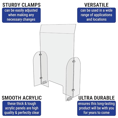 Plexiglass Sneeze Guard Barrier Screen with Angled Top and Transaction Cutout for Counter 30" x 42", Office, Desk, Table, Reception - Protects from Coughing and Sneezing