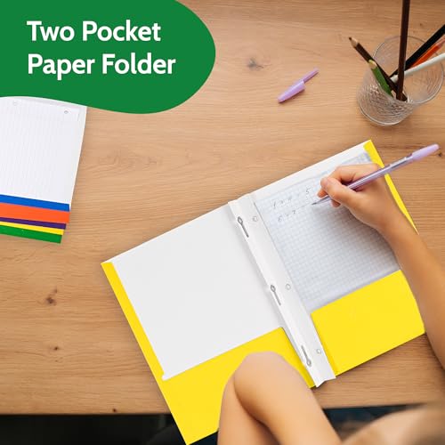 100 Pack Blue 2 Pocket Paper Folders. EPI Heavy Duty, Bulk Folders with Pockets and Business Card Slots. Colored Letter Size Document Organizers. Durable Portfolio for School, College, Office Files