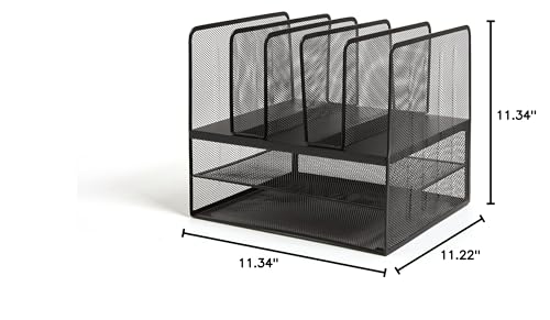 TRU RED Wire Mesh File Organizer, 7-Compartment, Matte Black
