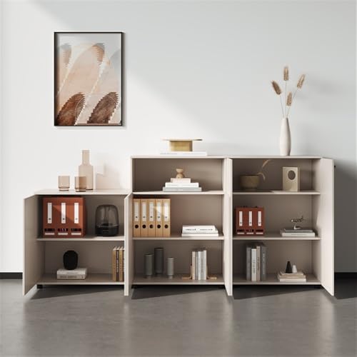 YXIANG56Q Filing Cabinet Medium White Double Door Cabinet with Partition Office File Short Cabinet with Lock Raised Legs Storage Cabinet