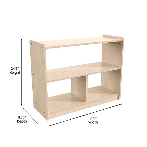 Classroom Essentials Commercial Grade 3 Section Modular Wooden Classroom Open Storage Unit, Safe, Kid Friendly Design, Natural
