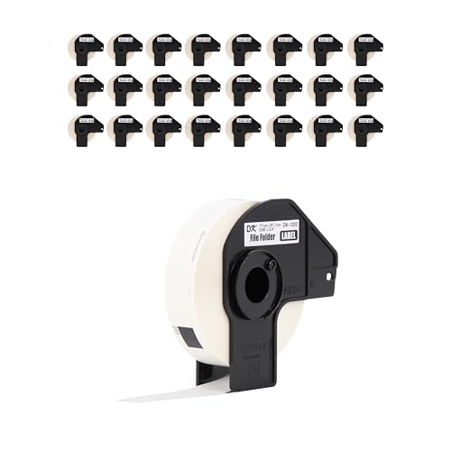 Brother Genuine DK-120324PK Die-Cut File Folder Labels, 0.66" x 3.4", Long Lasting Reliability, 300 Labels Per Roll, 24 Rolls per Box, White (DK120324PK), for use with select Brother QL Label Printers