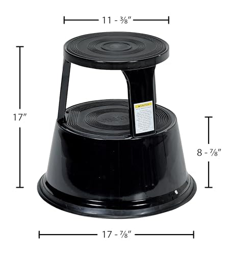 Vestil STEP-17-BK Steel Rolling Step Stool 17 In. Top Step Height 500 Lb. Capacity Black