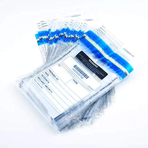 6x9 inch Deposit Bags Cash Handling Bank Deposit Bags Tamper Evident Cash Register Bags with Barcodes, Tear-Off Receipt 300 Pack