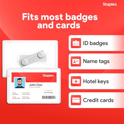 Staples Magnetic Badge Holders, Credit Card Size, Clear, 25-Pack