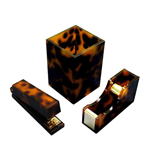GTTBL Acrylic Desk Staplers Small Leopard Gold Stapler Portable Desktop Stapler for Desk Stationery Set Office Utility Binding Supplies