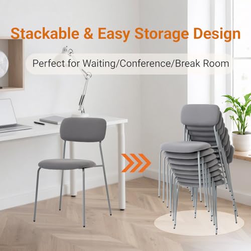 Sidanli Reception Chair Set of 4, Stackable Waiting Room Seating for Office, Lobby, and Guest Use, Grey