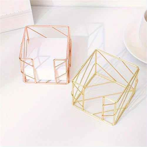 Xuanqiu 3Pcs Gold Rose Gold Metal Memo Holder Desk Organizer for Sticky Notes & Pens