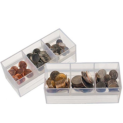 BankSupplies Clear 3 Compartment Coin Scoop - 6-1/2W x 2-1/2H x 2-5/8D - for use with BankSupplies Clear Money Tray