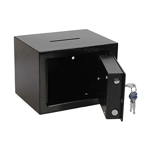Keypad Digital Lock Safe Box Coin Bank Fireproof Locker with Security Wall-Anchoring Mounting Security Cabinet for Business to Jewelry Money Gun Valuables Passport(9.05in6.69in6.69in) (Black)