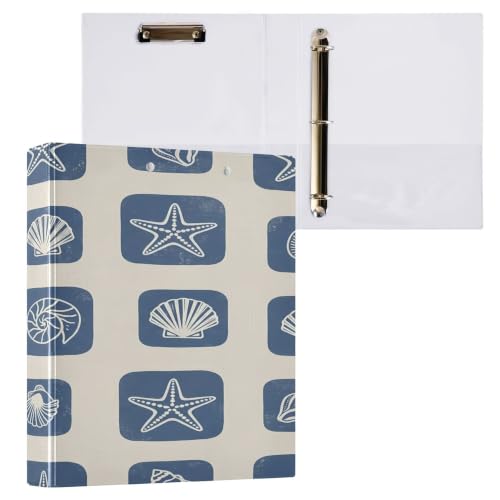 Xpdkjwd Shell Themed Pattern 3 Ring Binder Can Hold 200 Letter Size Binders, Suitable for Home, Office, Dormitory, 2Pcs