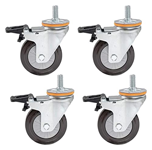 MXXADHPL Office castors 4X Stem Caster Wheels 4 Inch 100mm Rubber Moving Caster Wheels Heavy Duty Swivel Castor for Trolley Furniture,Replacement Wheels,Threaded Rod Height 30mm,Load Capaci
