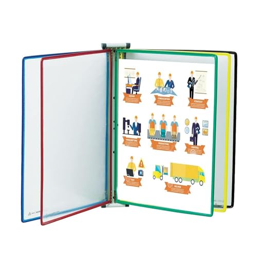 ZbdAFCbi Office Folders, Desktop Reference System, 10 Display Pockets, A4 Poster Flip Book Display Shelf, Desktop Flip Display Folder, for Office/Warehouse Storage A4 Documents00