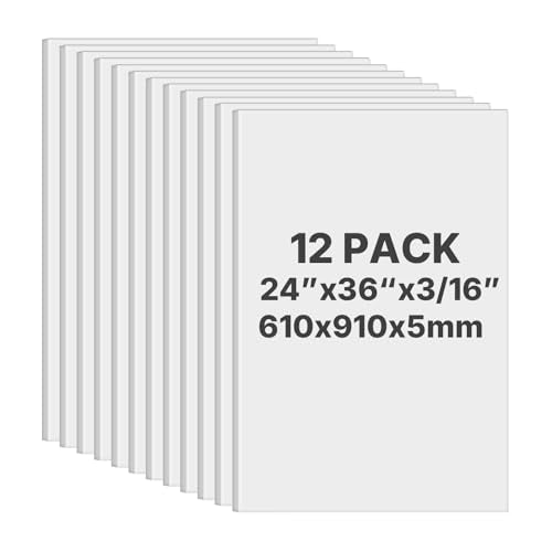 VEVOR Foam Board, 12 Pack 24 x 36 in, 3/16 in Thickness White Poster Board