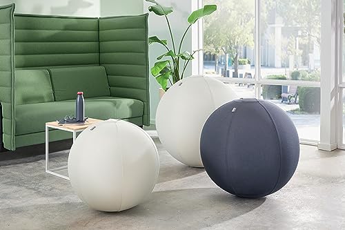 Leitz Ergo Active Sitting Ball with Stopper Function, Ergonomically Designed Desk Chair Alternative, 55cm Diameter, Includes Fabric Ball Cover, Hand Air Pump & 2 x Plugs, Velvet Grey, 65410089