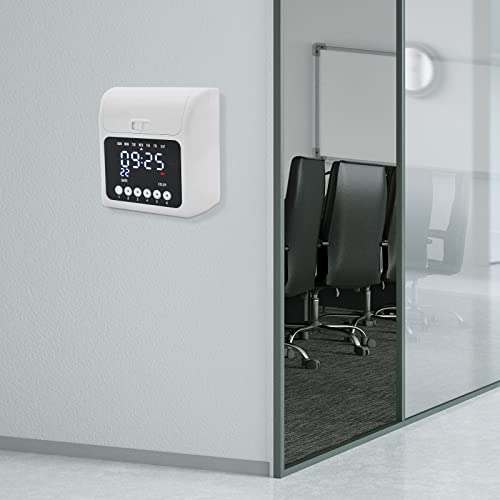 Electronic Calculating Time Clock, Employees in/Out Time Tracker, Small Business Punch Pack Bundle with 50 Time Cards, Ribbon
