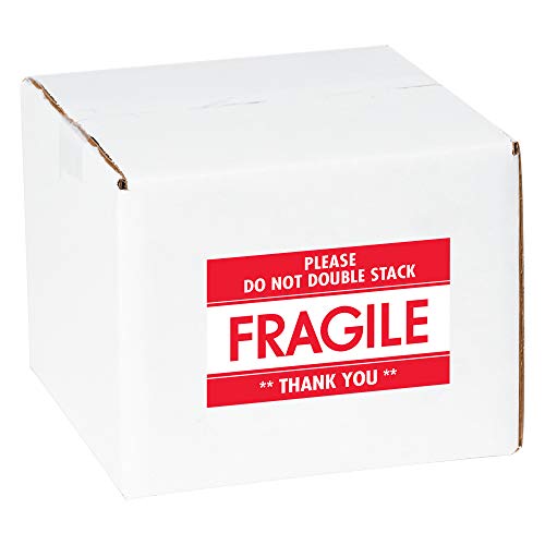 Aviditi Tape Logic 3" x 5","Fragile Do Not Double Stack" Red/White Warning Sticker, for Shipping, Handling, Packing, and Moving (1 Roll of 500 Labels)