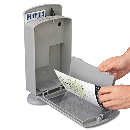 Safco Customizable Suggestion Box 4233GR with 25 Suggestion Cards, Secure Collection & Customizable Display, Gray,Display Area 5.5'W x 8.5'H