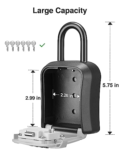 Puroma Key Lock Box for House Keys Combination Lockbox with Code, 10 Gray