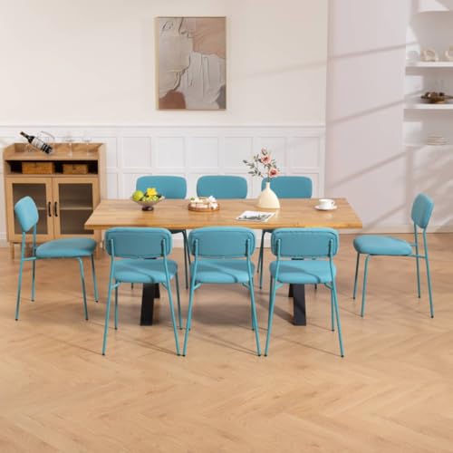 Whiterye Stackable Chairs Set of 4 with Padded Seat & Back, Blue