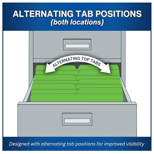 Green Casebinder Legal File Folders, Doctor Stuff, Top Tab, Legal Size with Fully Reinforced Back, 2” Embedded Fastener on Endwing, and 1/2 Cut Assorted Top Tabs, 14 pt Stock, Carton of 200