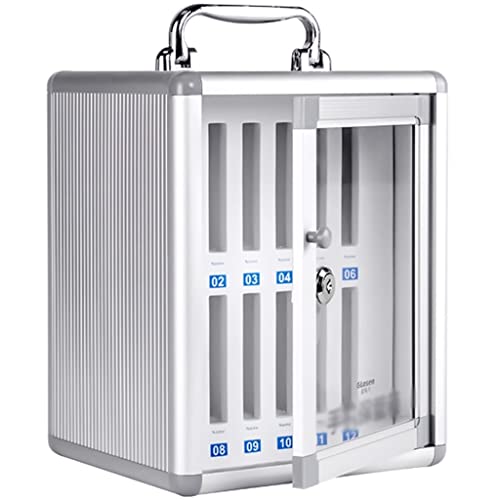 Clear Cellphone Lockers, Aluminum Alloy Pocket Chart Storage Cabinet for Cell Phones, Wall-Mounted with A Locked for Office Classroom (Color : Silver, Size : 12)
