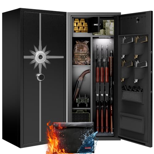 SAWJEC 10-15 Gun Safe for Rifles and Pistols, Biometric Gun Safe for Rifle