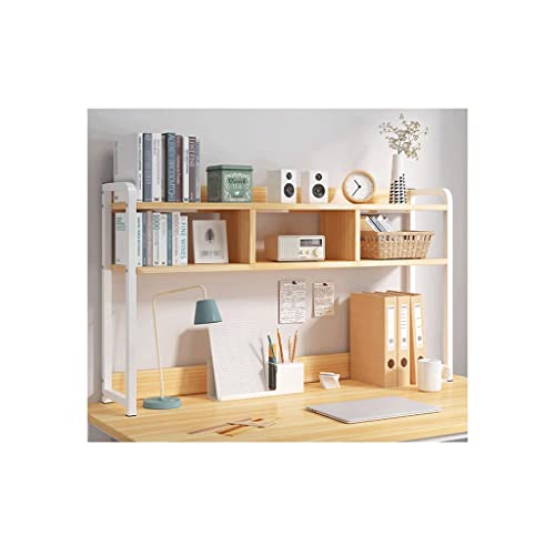 UINGBPXT Bookcase 2-Tier Desktop Bookshelf with Metal Frame Desk Organizer Industrial Display Shelf Rack for Home and Office Supplies High Capacity