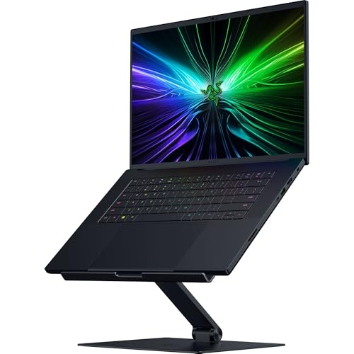 Razer Adjustable Laptop Stand - Ergonomic Height-Adjustable Laptop Stand for Laptops up to 18 Inches (Height- and Tilt-Adjustable, Robust Aluminium, Ventilated Design) Black