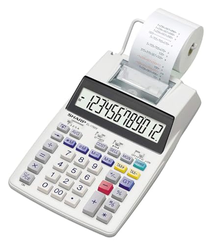 Sharp 12-Digit Printing Calculator, White (SH-EL1750V)