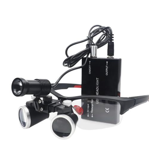 DENTASOP 3.5X/2.5X LED Dental Binocular Magnifier for Surgery and Aesthetics (Black, 2.5X)