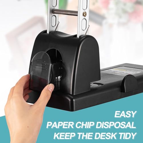 2 Hole Paper Punch, Heavy Duty Paper Punching Machine with 2 Replaceable Blades, 100 Sheet(Thickness 15mm) Punch Capacity, Hole Diameter 6mm, Durable for Office, Print Shops, School