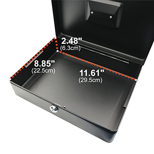 CARL, CUI82012, Bill Tray Steel Security Cash Box, Black 4"x9"