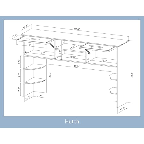 Realspace® Koru 60" W Hutch for L-Shaped or Straight Computer Desks, Espresso Oak