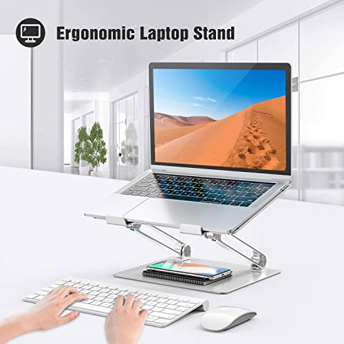 Feilx Laptop Stand, Adjustable Laptop Stand, Ergonomic Laptop Riser Holde, Foldable Aluminum Alloy Computer Stand with 10 to 15.6 Inches Notebook Computer (Color : Silver)