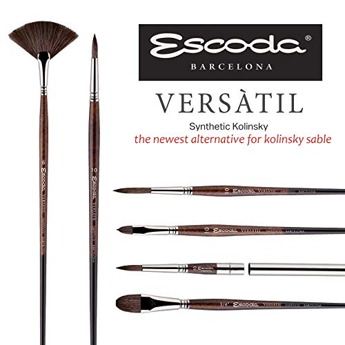 Escoda Versatil 1542 Series Artist Watercolor and Acrylic Paint Brush, Short Handle, Bright, Size 22