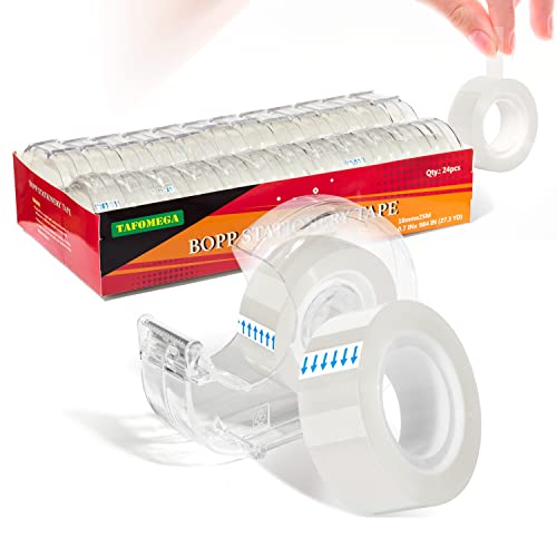 Clear Gift Wrap Tape with Dispenser,0.7" x 1000",24 Rolls for Home & Office