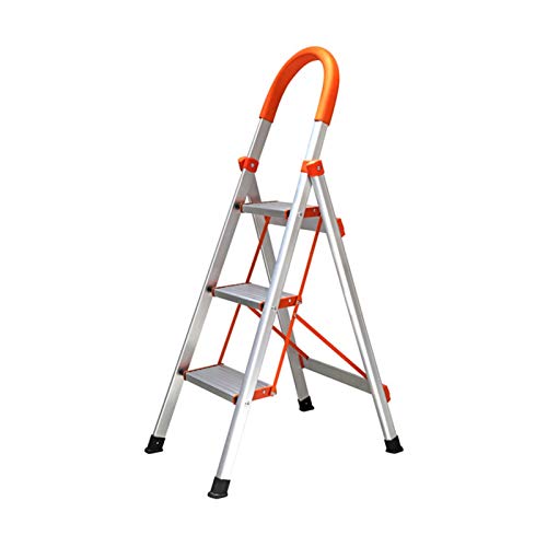 FLYIFE Step Stool Firm Ladders, Portable with Anti-Slip Mat 3 4-Step Stool Library Store Folding Steps/45X80X136Cm