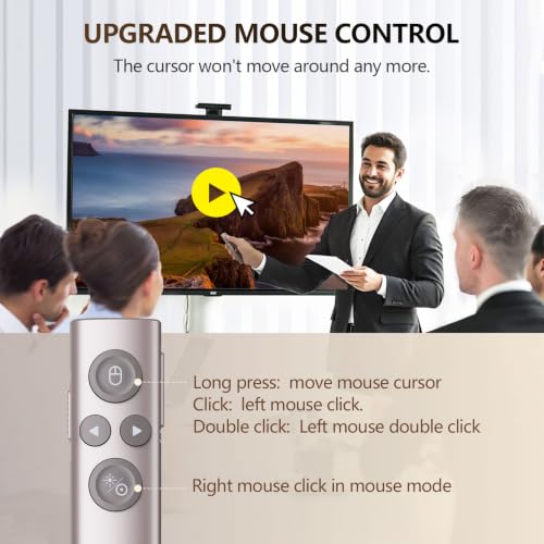 Norwii Presentation Clicker with Digital Pointer for TV LED LCD Screen, Presentation Remote, Slide Clicker (Green Light - BLE&USB-A&C)
