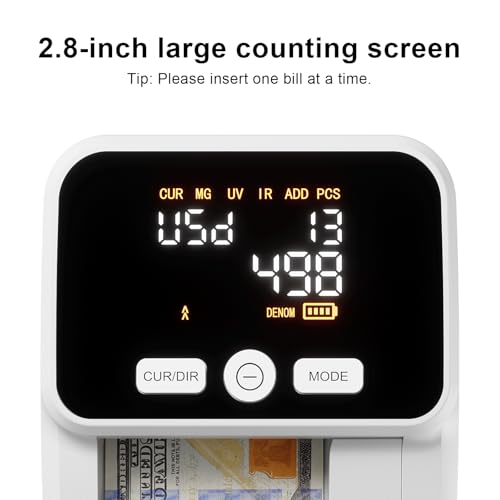 AROHANI Small Auto Counterfeit Bill Detector for USD & EUR, White