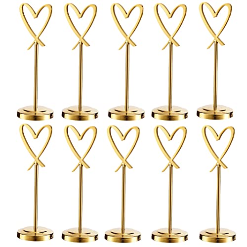 10Pcs Memo Holder,Table Numbers Holders for Weddings,Heart-Shaped Stainless Steel Photo Clip Holder Stand,Silver Various Sizes 3/6/9/12 Inches (12 Inches)
