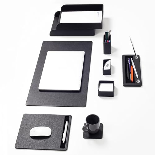 Office Desk Accessories - Leather Desk Set - Desk Organizer Set and Desk Supplies - Home Office Accessories - Desk Leather Organizer - Office Decor for Men Desk