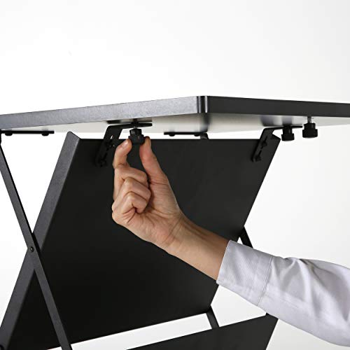 M&T Displays Foldable Counter with Steel Literature Holder and Carrying Bag, Magazine Rack, Brochure Display Stand, Catalog Leaflet, Flier for Fair, Conference, Showroom (Black, 2x(8.5x11))
