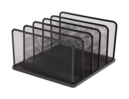 TRU RED Wire Mesh File Organizer, 5-Compartment, Matte Black