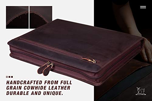Gavarnie Personalized Leather Portfolio Padfolio for Men, Engraved Gifts for Father's Day for Husband from Wife, Customized Leather Gifts Present for Son/Dad, for Birthday, Dark Brown