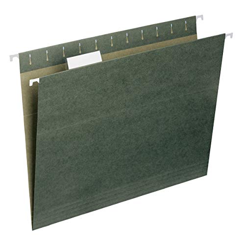 Smead Hanging File Folder, 1/5-Cut Adjustable Tab, Letter Size, Standard Green, Hanging Folders for Filing Cabinets, File Organizer Folder, 50 Count