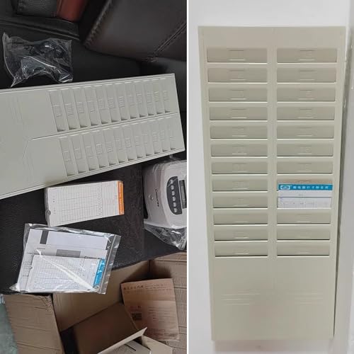 Time Card Rack Employees Time Card Rack for Offices, 24 Pocket Rack Card Holder, 20" Tall Card Storage Rack Wall Mount, Hanging Attendance Card Shelf(Gray)