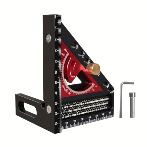 2-in-1 woodworking aluminum angle ruler set - multi angle line drawing triangle ruler, for marking and measuring-A4