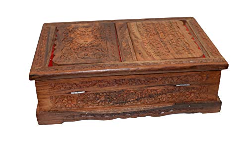 Holy Foldable Book Stand Wooden Handcarved Rehal Box for Quran,Bible,Gita,Gurugr