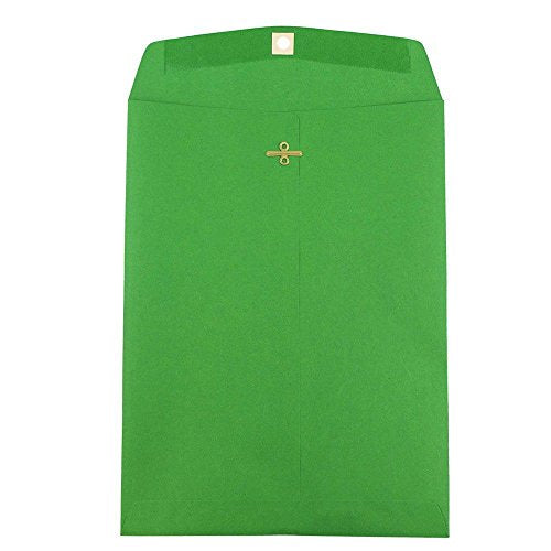 JAM PAPER 9 x 12 Colored Envelopes with Clasp Closure - Green Recycled - Bulk 500/Box